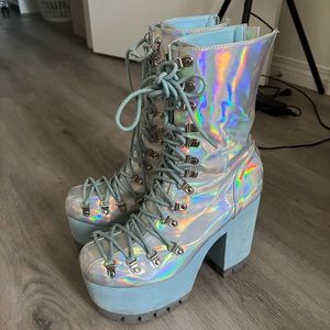 dollskill size 11 holographic platform boots